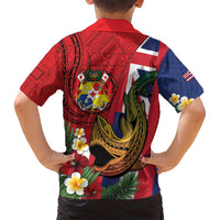 Hawaii And Tonga Family Matching Puletasi and Hawaiian Shirt Shark Tattoo With Tongan Coat Of Arms