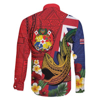 Hawaii And Tonga Family Matching Puletasi and Hawaiian Shirt Shark Tattoo With Tongan Coat Of Arms