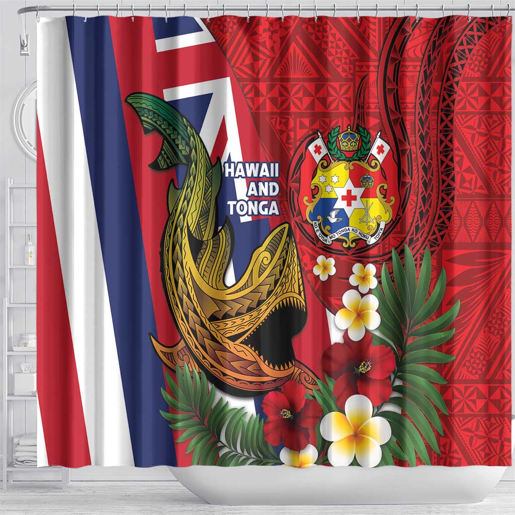 Hawaii And Tonga Shower Curtain Shark Tattoo With Tongan Coat Of Arms