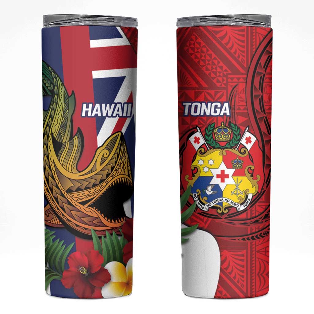 Hawaii And Tonga Skinny Tumbler Shark Tattoo With Tongan Coat Of Arms