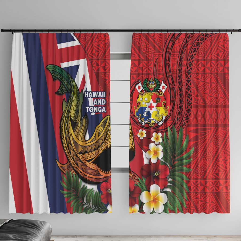Hawaii And Tonga Window Curtain Shark Tattoo With Tongan Coat Of Arms