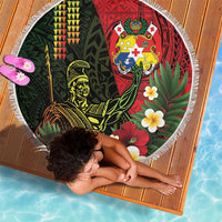 Hawaii And Tonga Beach Blanket King Kamehameha Tribal Ngatu Pattern