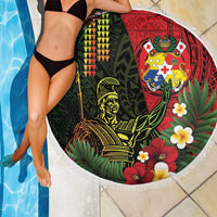 Hawaii And Tonga Beach Blanket King Kamehameha Tribal Ngatu Pattern