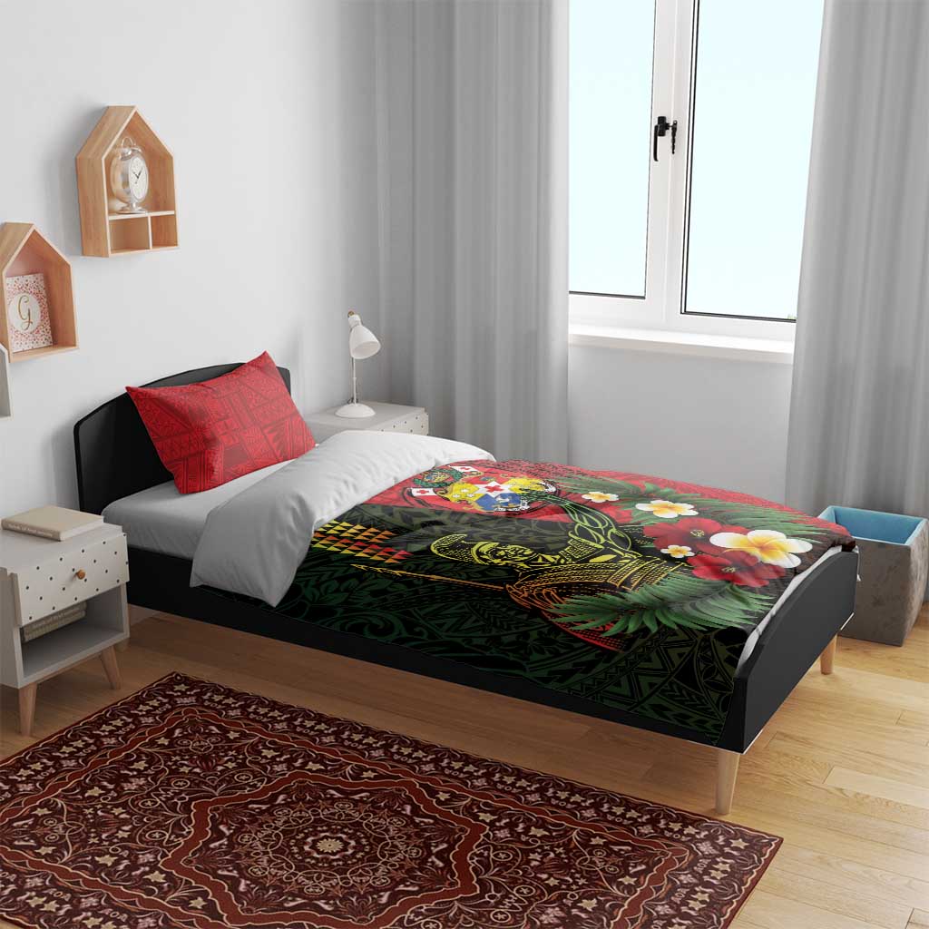 Hawaii And Tonga Bedding Set King Kamehameha Tribal Ngatu Pattern