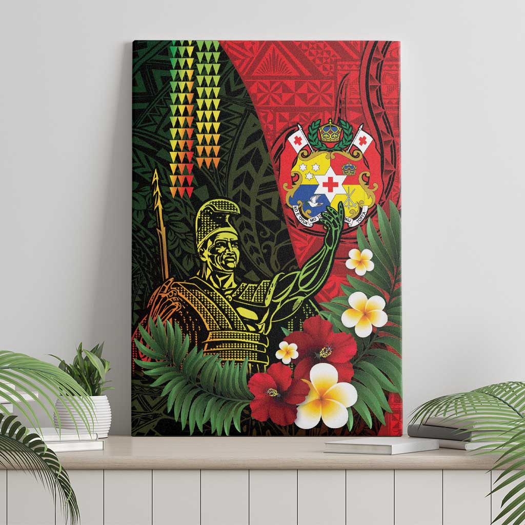 Hawaii And Tonga Canvas Wall Art King Kamehameha Tribal Ngatu Pattern