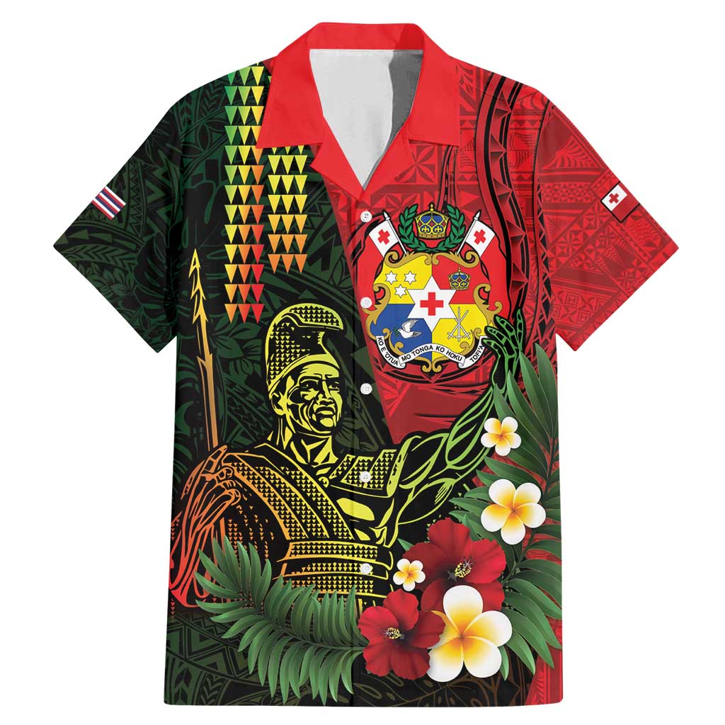 Hawaii And Tonga Family Matching Mermaid Dress and Hawaiian Shirt King Kamehameha Tribal Ngatu Pattern