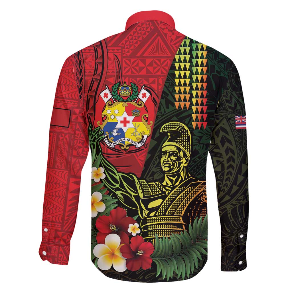 Hawaii And Tonga Family Matching Mermaid Dress and Hawaiian Shirt King Kamehameha Tribal Ngatu Pattern