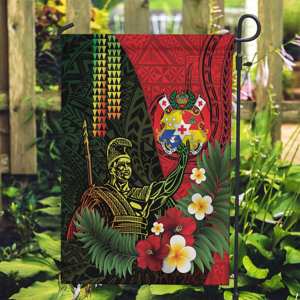 Hawaii And Tonga Garden Flag King Kamehameha Tribal Ngatu Pattern