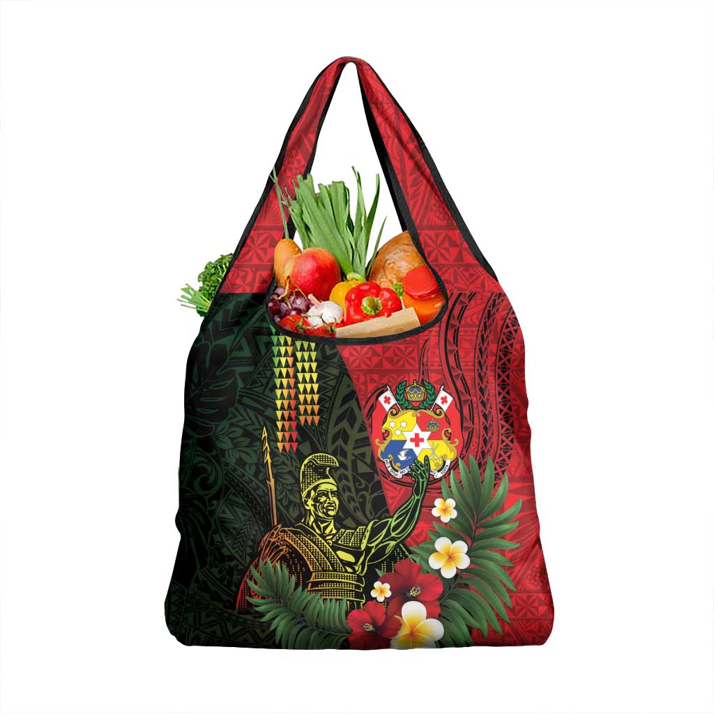 Hawaii And Tonga Grocery Bag King Kamehameha Tribal Ngatu Pattern