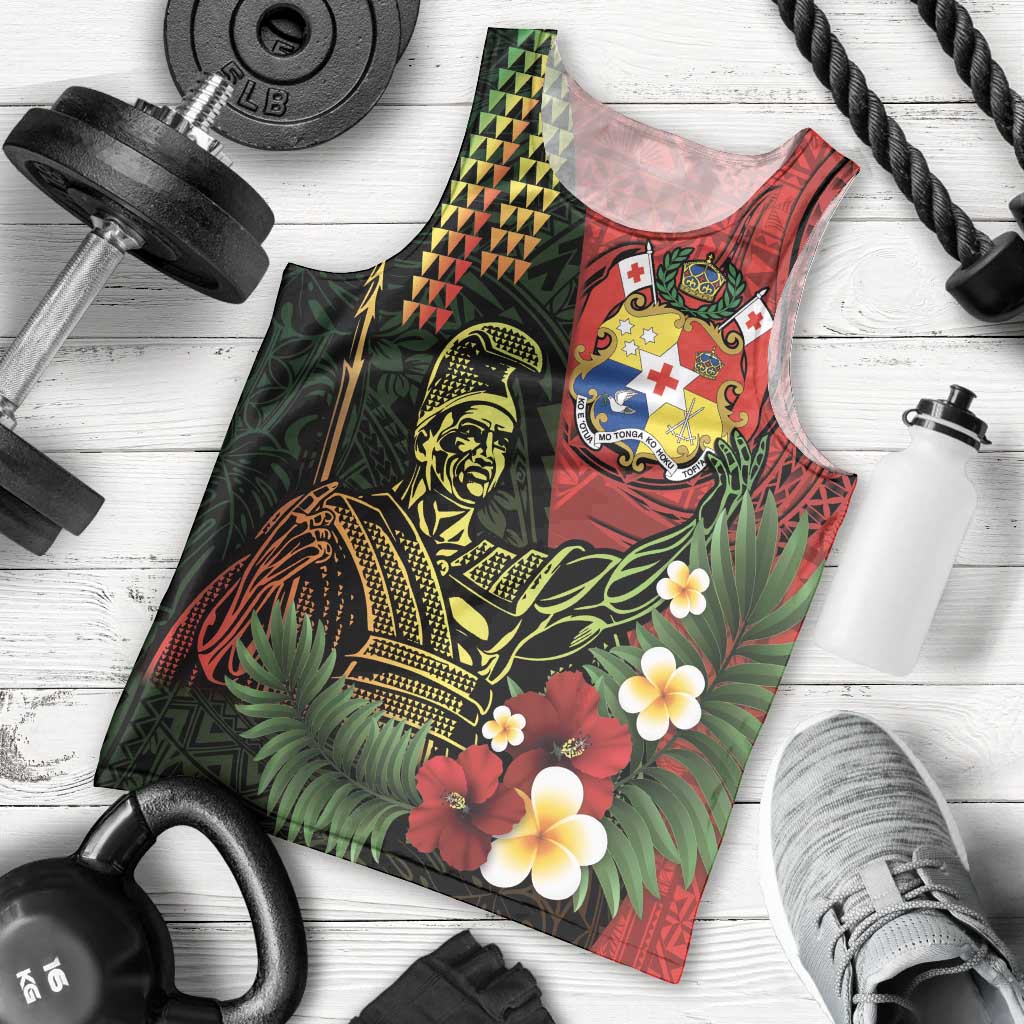 Hawaii And Tonga Men Tank Top King Kamehameha Tribal Ngatu Pattern