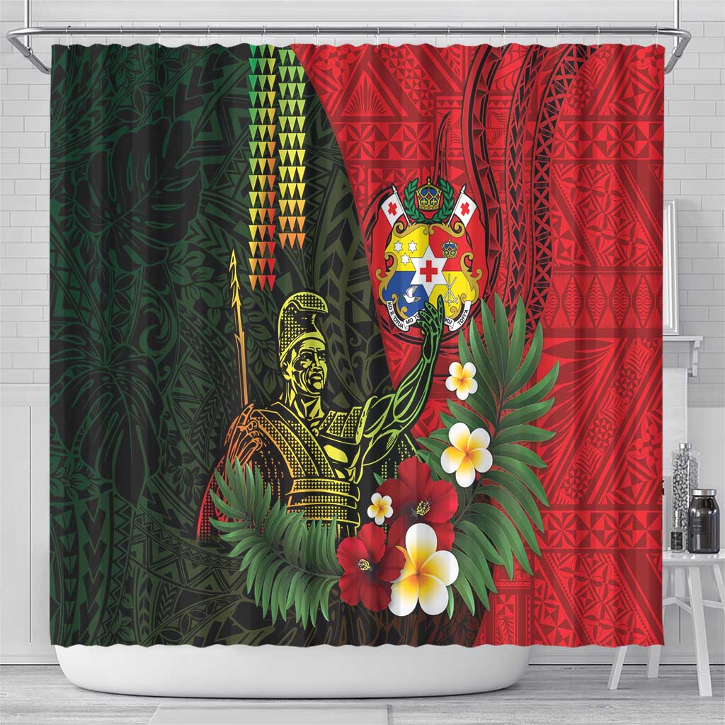 Hawaii And Tonga Shower Curtain King Kamehameha Tribal Ngatu Pattern