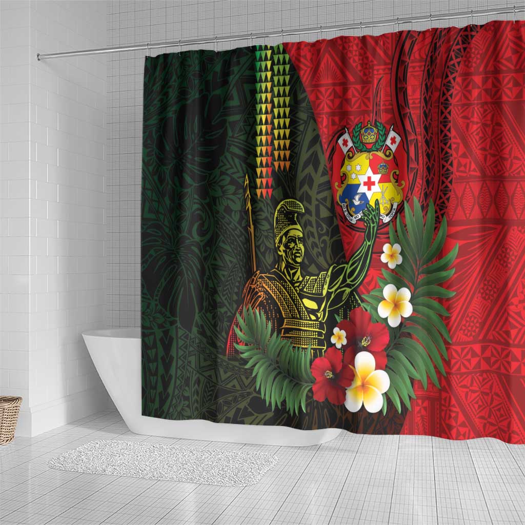 Hawaii And Tonga Shower Curtain King Kamehameha Tribal Ngatu Pattern