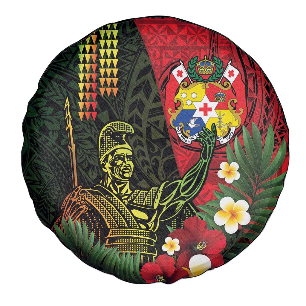 Hawaii And Tonga Spare Tire Cover King Kamehameha Tribal Ngatu Pattern