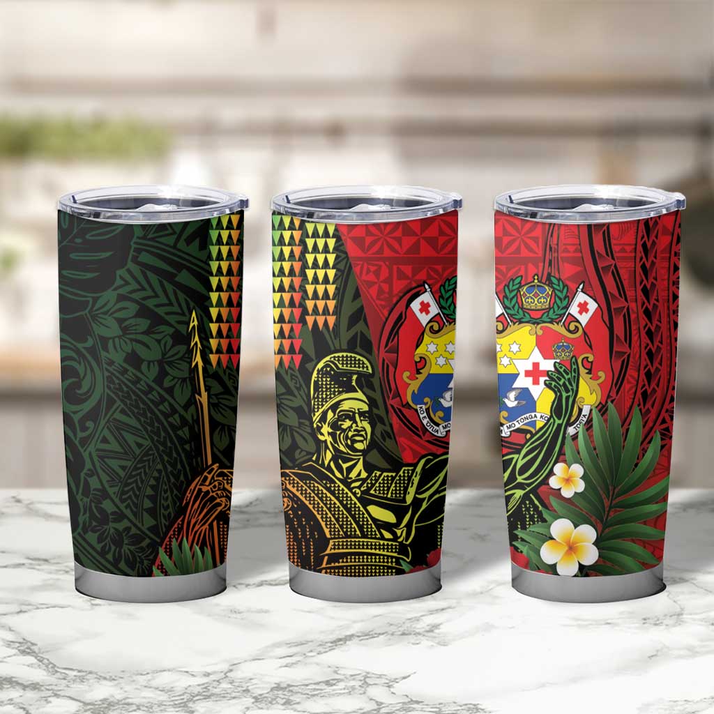 Hawaii And Tonga Tumbler Cup King Kamehameha Tribal Ngatu Pattern
