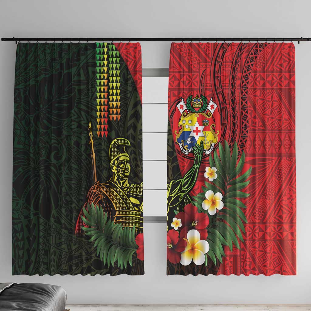 Hawaii And Tonga Window Curtain King Kamehameha Tribal Ngatu Pattern