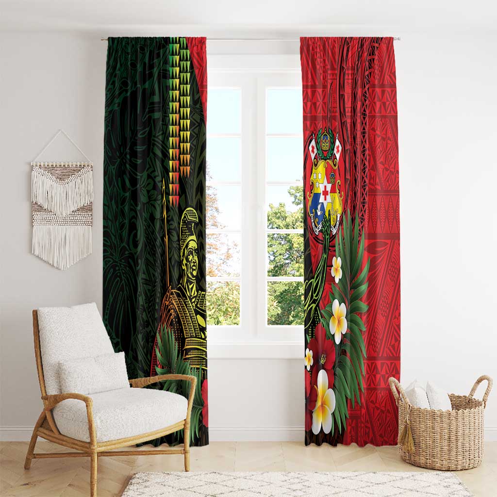Hawaii And Tonga Window Curtain King Kamehameha Tribal Ngatu Pattern