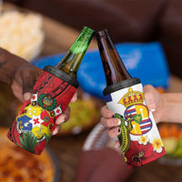 Hawaii And Tonga 4 in 1 Can Cooler Tumbler King Kalakaua Tribal Gecko Tongan Ngatu