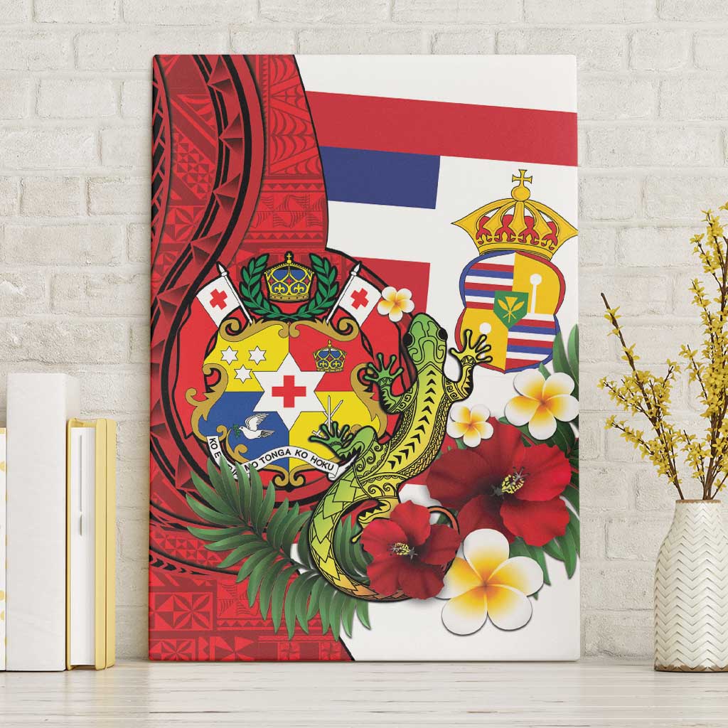 Hawaii And Tonga Canvas Wall Art King Kalakaua Tribal Gecko Tongan Ngatu