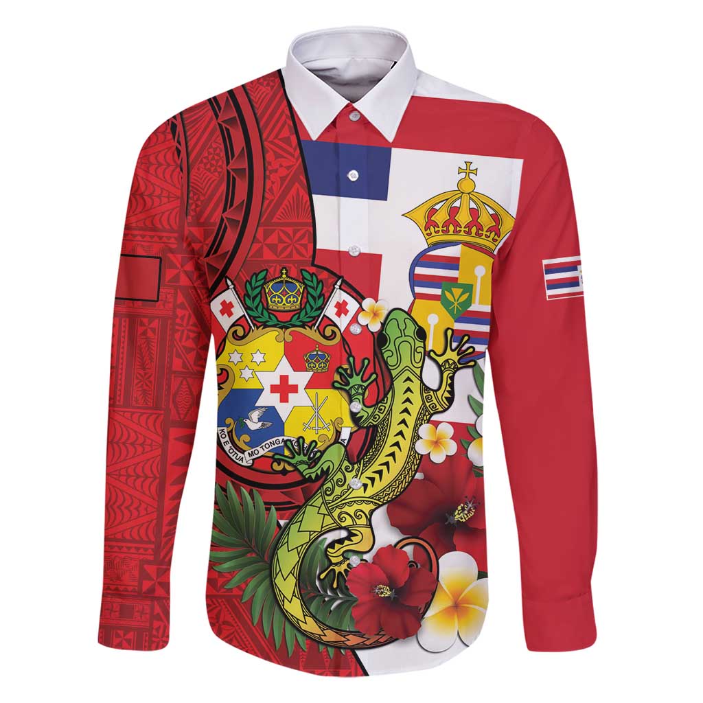 Hawaii And Tonga Family Matching Mermaid Dress and Hawaiian Shirt King Kalakaua Tribal Gecko Tongan Ngatu