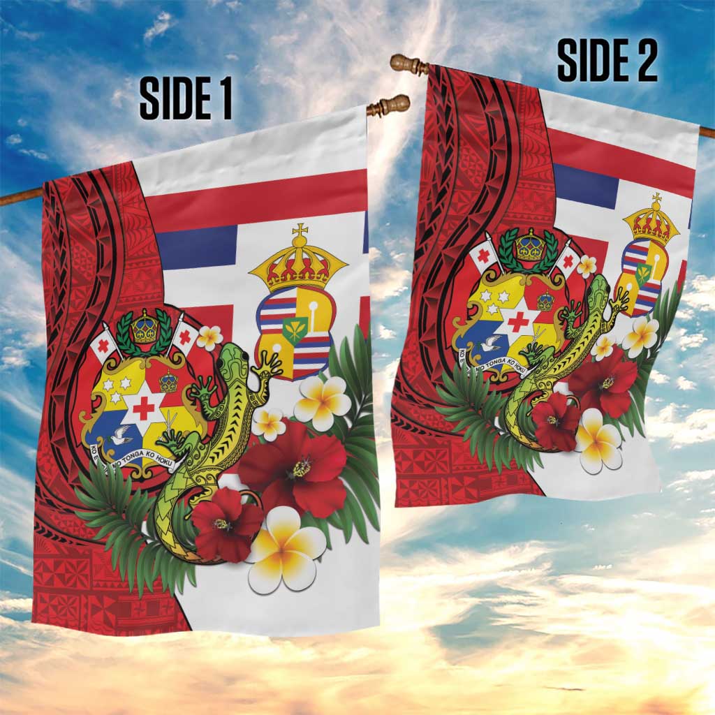 Hawaii And Tonga Garden Flag King Kalakaua Tribal Gecko Tongan Ngatu