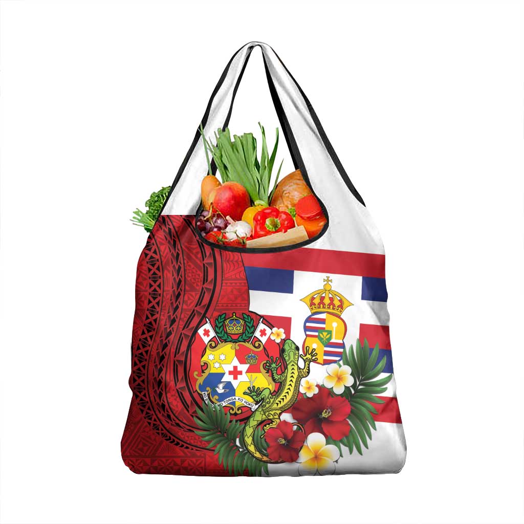 Hawaii And Tonga Grocery Bag King Kalakaua Tribal Gecko Tongan Ngatu