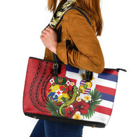 Hawaii And Tonga Leather Tote Bag King Kalakaua Tribal Gecko Tongan Ngatu