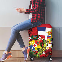 Hawaii And Tonga Luggage Cover King Kalakaua Tribal Gecko Tongan Ngatu