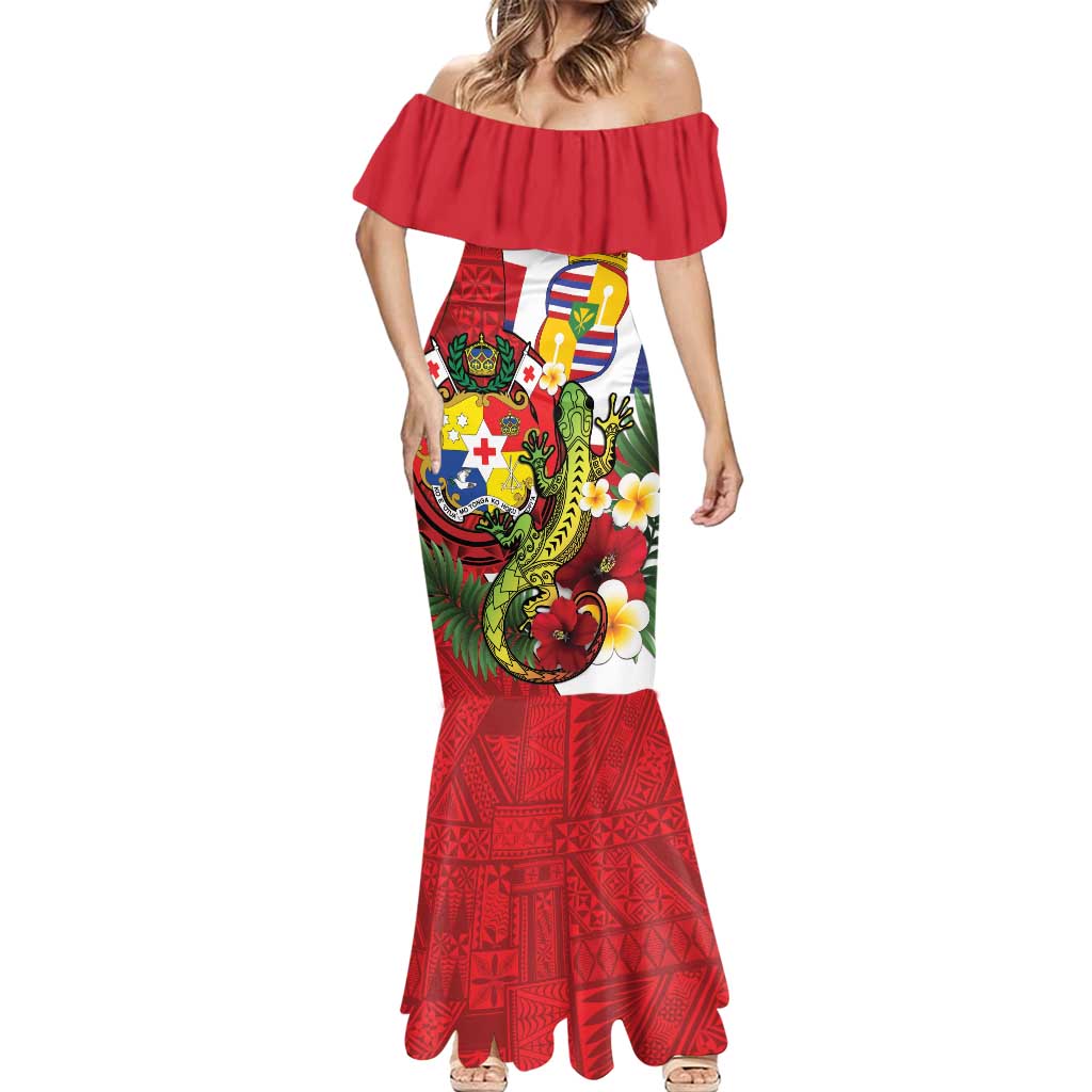 Hawaii And Tonga Mermaid Dress King Kalakaua Tribal Gecko Tongan Ngatu