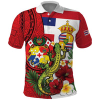 Hawaii And Tonga Polo Shirt King Kalakaua Tribal Gecko Tongan Ngatu