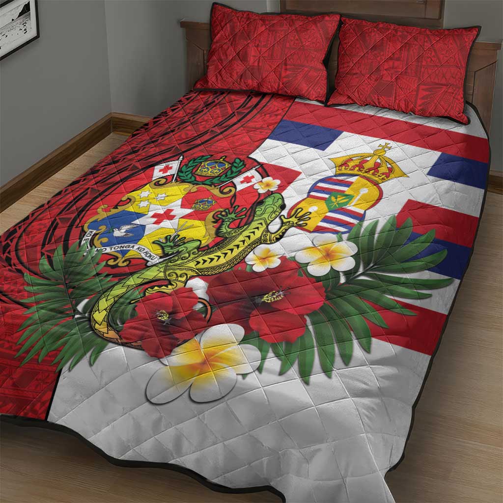 Hawaii And Tonga Quilt Bed Set King Kalakaua Tribal Gecko Tongan Ngatu