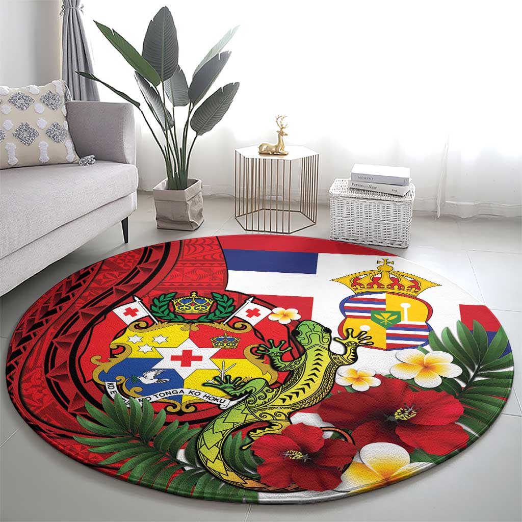Hawaii And Tonga Round Carpet King Kalakaua Tribal Gecko Tongan Ngatu