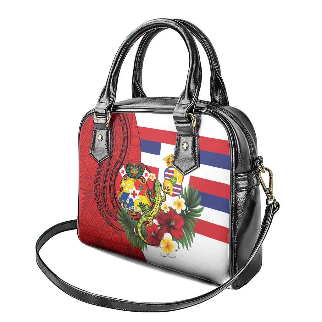 Hawaii And Tonga Shoulder Handbag King Kalakaua Tribal Gecko Tongan Ngatu