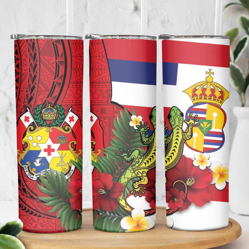 Hawaii And Tonga Skinny Tumbler King Kalakaua Tribal Gecko Tongan Ngatu