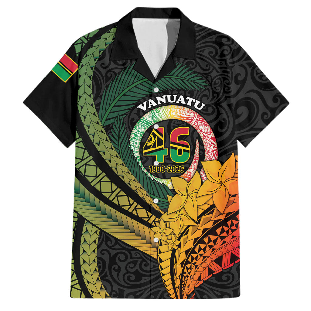 Personalised Vanuatu Independence Day Family Matching Off Shoulder Short Dress and Hawaiian Shirt July 30 Pig Tusk Long God Yumi Stanap LT14 Dad's Shirt - Short Sleeve Black - Polynesian Pride