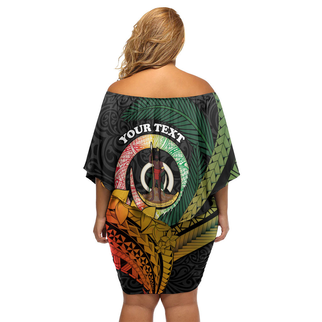 Personalised Vanuatu Independence Day Family Matching Off Shoulder Short Dress and Hawaiian Shirt July 30 Pig Tusk Long God Yumi Stanap LT14 - Polynesian Pride