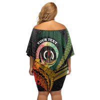Personalised Vanuatu Independence Day Family Matching Off Shoulder Short Dress and Hawaiian Shirt July 30 Pig Tusk Long God Yumi Stanap LT14 - Polynesian Pride