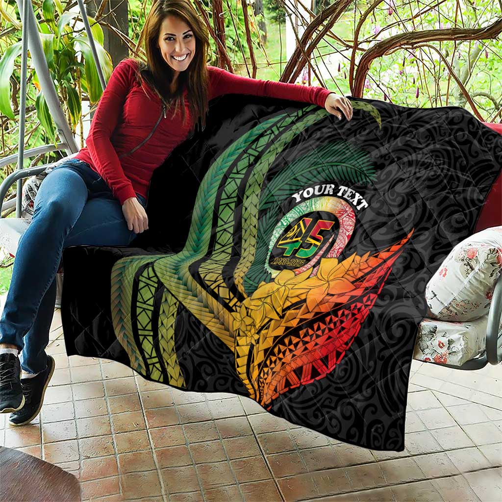 Personalised Vanuatu Independence Day Quilt July 30 Pig Tusk Long God Yumi Stanap