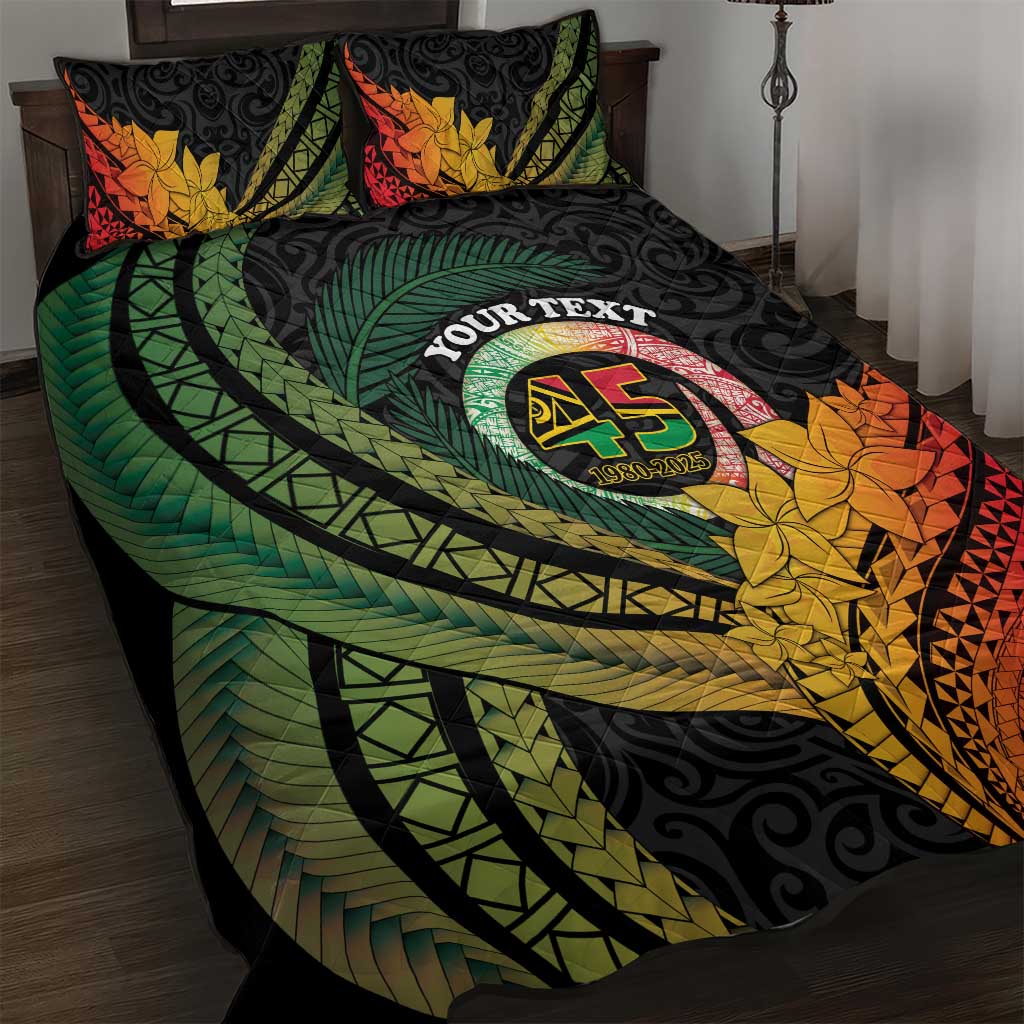 Personalised Vanuatu Independence Day Quilt Bed Set July 30 Pig Tusk Long God Yumi Stanap