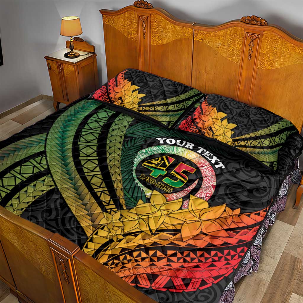 Personalised Vanuatu Independence Day Quilt Bed Set July 30 Pig Tusk Long God Yumi Stanap