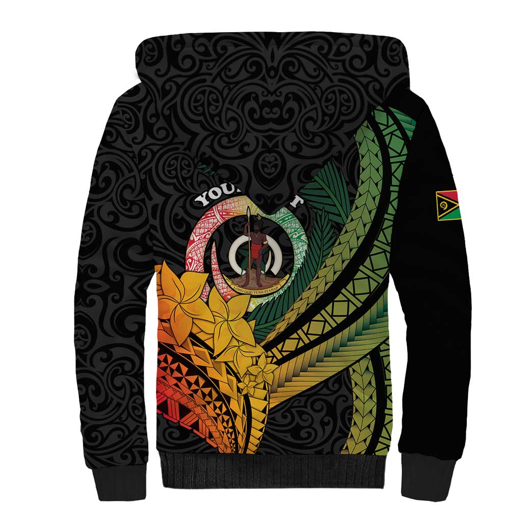 Personalised Vanuatu Independence Day Sherpa Hoodie July 30 Pig Tusk Long God Yumi Stanap