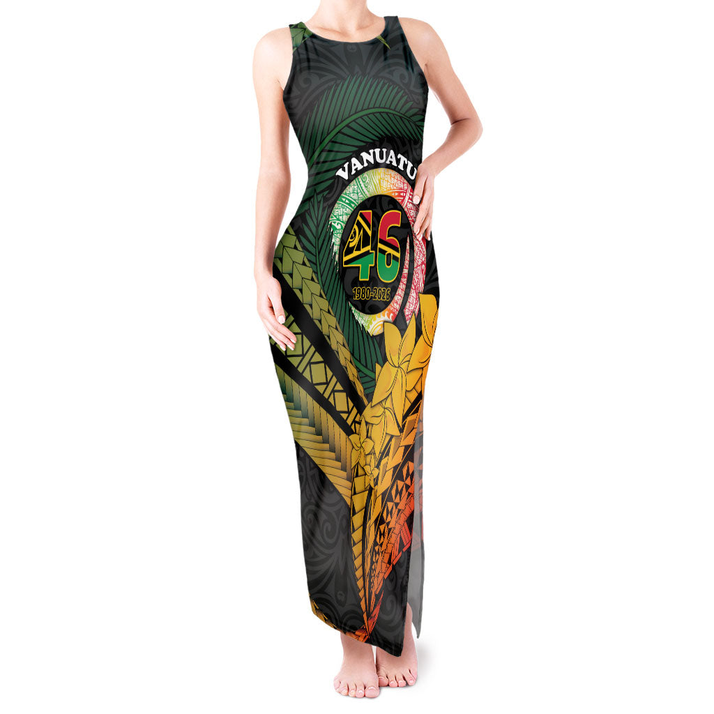 Personalised Vanuatu Independence Day Tank Maxi Dress July 30 Pig Tusk Long God Yumi Stanap LT14 Women Black - Polynesian Pride