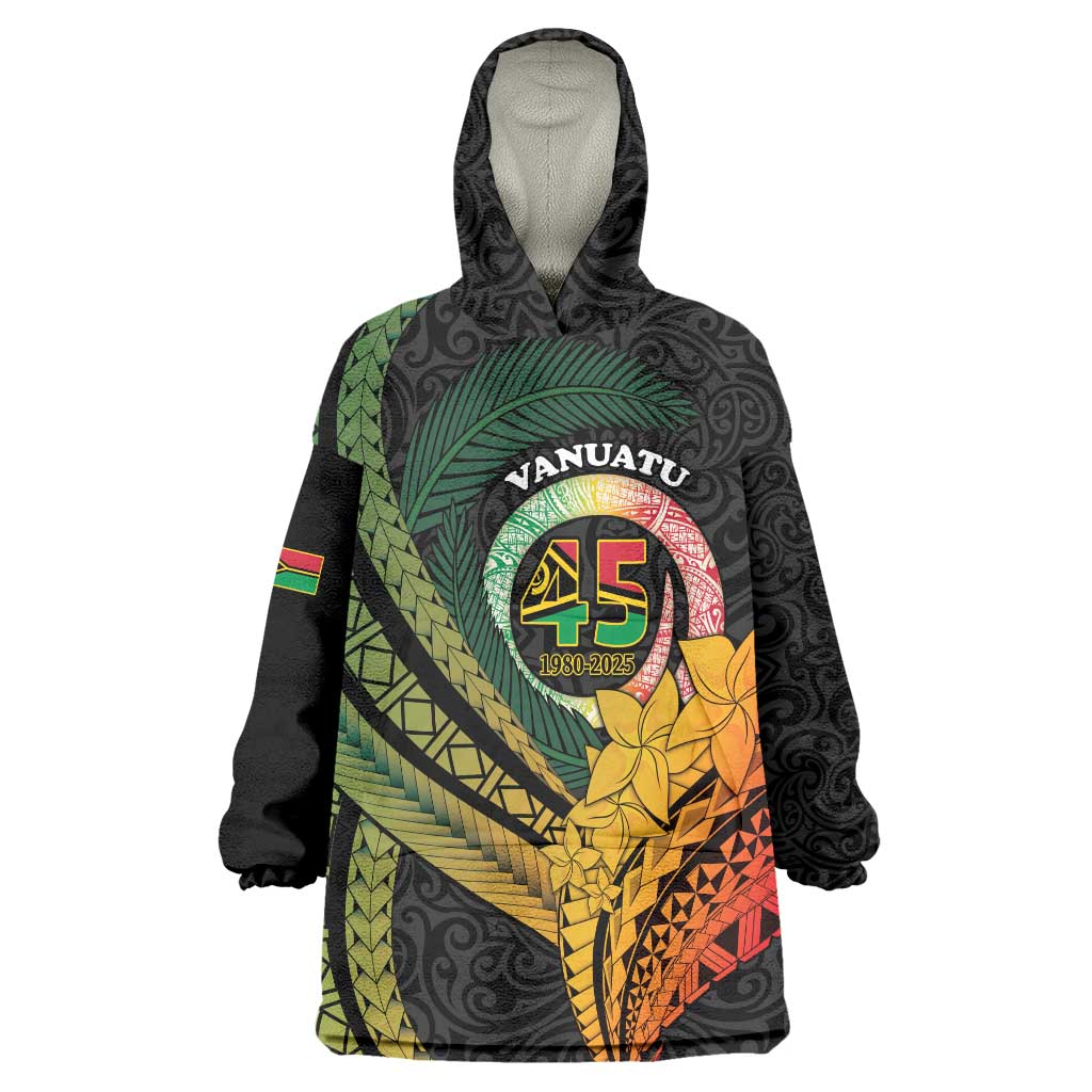 Personalised Vanuatu Independence Day Wearable Blanket Hoodie July 30 Pig Tusk Long God Yumi Stanap