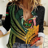 Personalised Vanuatu Independence Day Women Casual Shirt July 30 Pig Tusk Long God Yumi Stanap