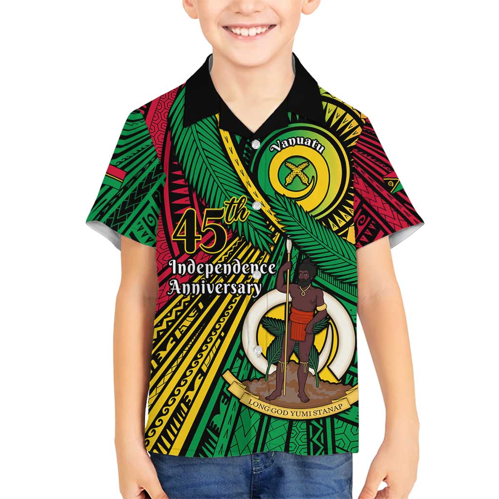 Halo Vanuatu Family Matching Long Sleeve Bodycon Dress and Hawaiian Shirt Happy 45th Independence Anniversary