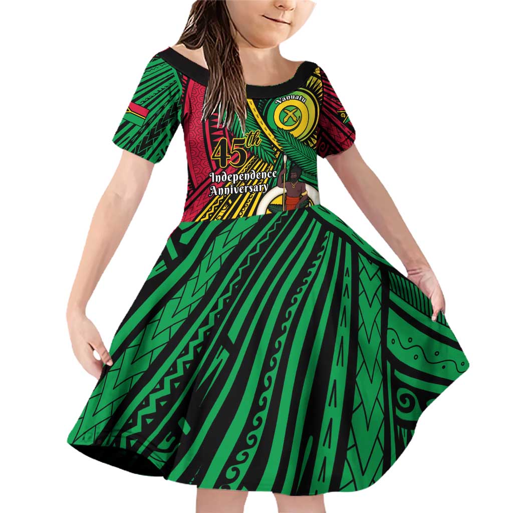 Halo Vanuatu Family Matching Off Shoulder Short Dress and Hawaiian Shirt Happy 45th Independence Anniversary