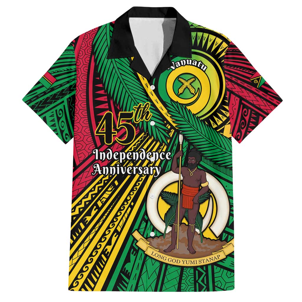 Halo Vanuatu Family Matching Off Shoulder Short Dress and Hawaiian Shirt Happy 45th Independence Anniversary