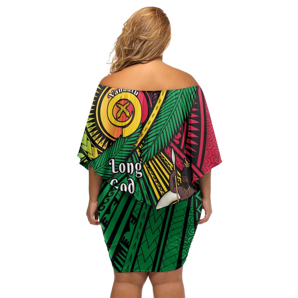 Halo Vanuatu Family Matching Off Shoulder Short Dress and Hawaiian Shirt Happy 45th Independence Anniversary
