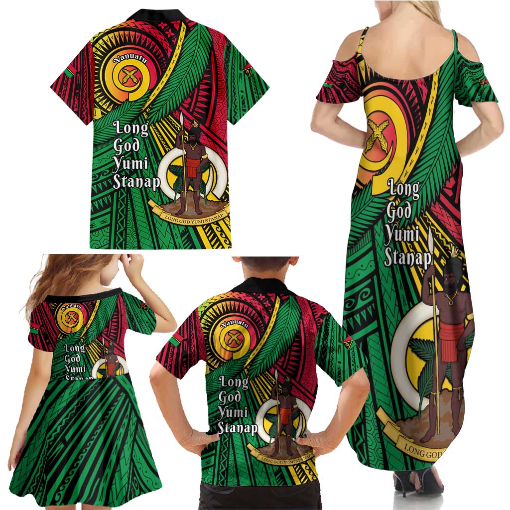 Halo Vanuatu Family Matching Summer Maxi Dress and Hawaiian Shirt Happy 45th Independence Anniversary