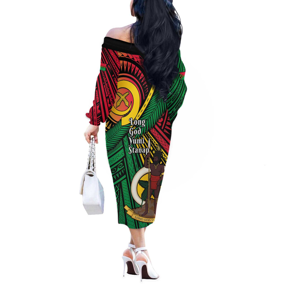 Halo Vanuatu Off The Shoulder Long Sleeve Dress Happy 45th Independence Anniversary
