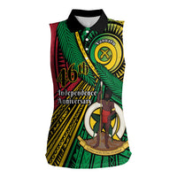Halo Vanuatu Women Sleeveless Polo Shirt Happy 46th Independence Anniversary LT14 Female Black - Polynesian Pride